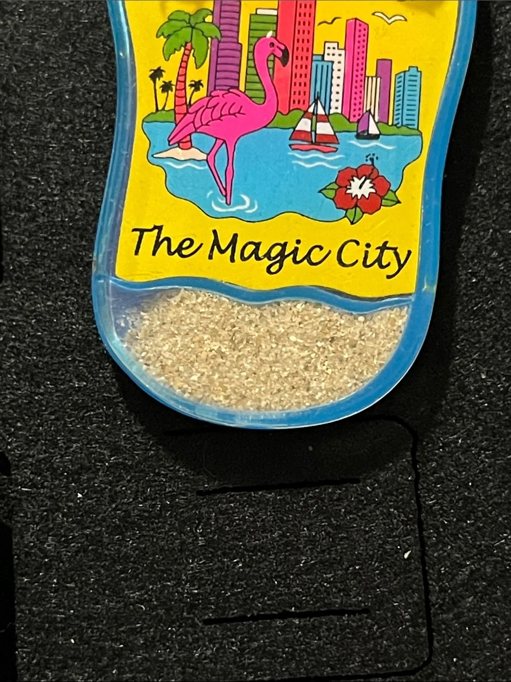 miami Yellow Blue Pink Flip-Flop Sand Keychain